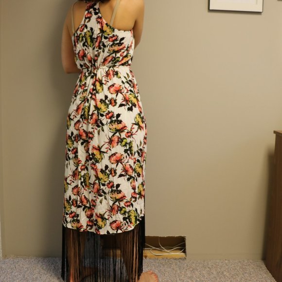 LIRA High-low dress in floral print with fringe - Picture 3 of 4